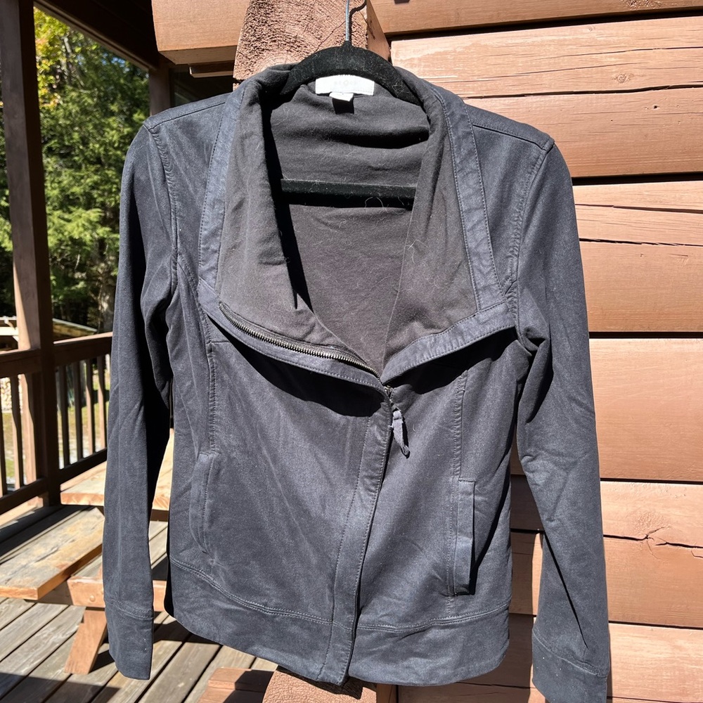 Black Anthro Marrakech asymmetrical stretch vegan suede moto jacket size small